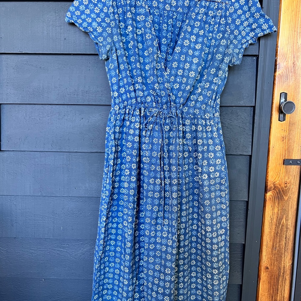 Christy Dawn Blue Floral Cotton Wrap Dress - Picture 2 of 4